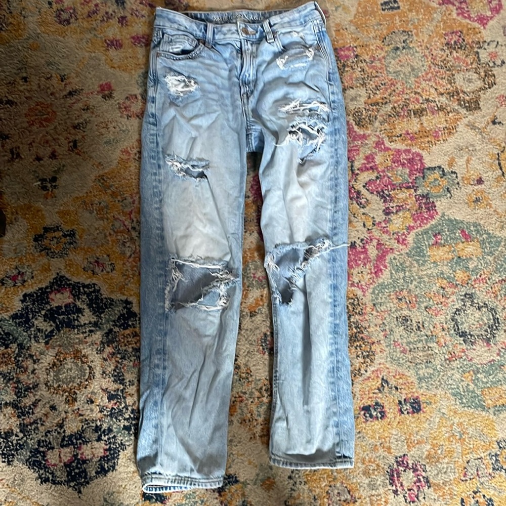 Ripped blue jeans